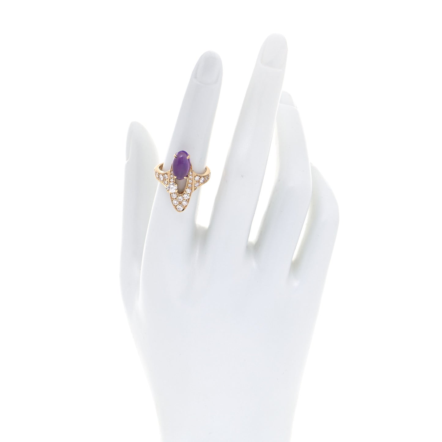 18K Yellow Gold Diamond Amethyst Elisia Ring 53 6.5