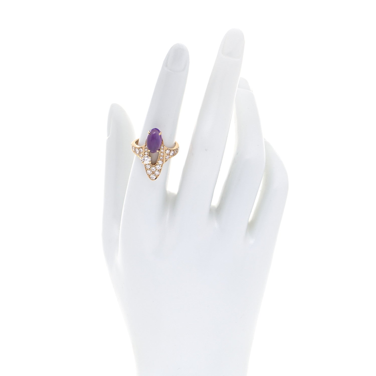 Bulgari 18K Yellow Gold Diamond Amethyst Elisia Ring 53 6.5 2 of 7
