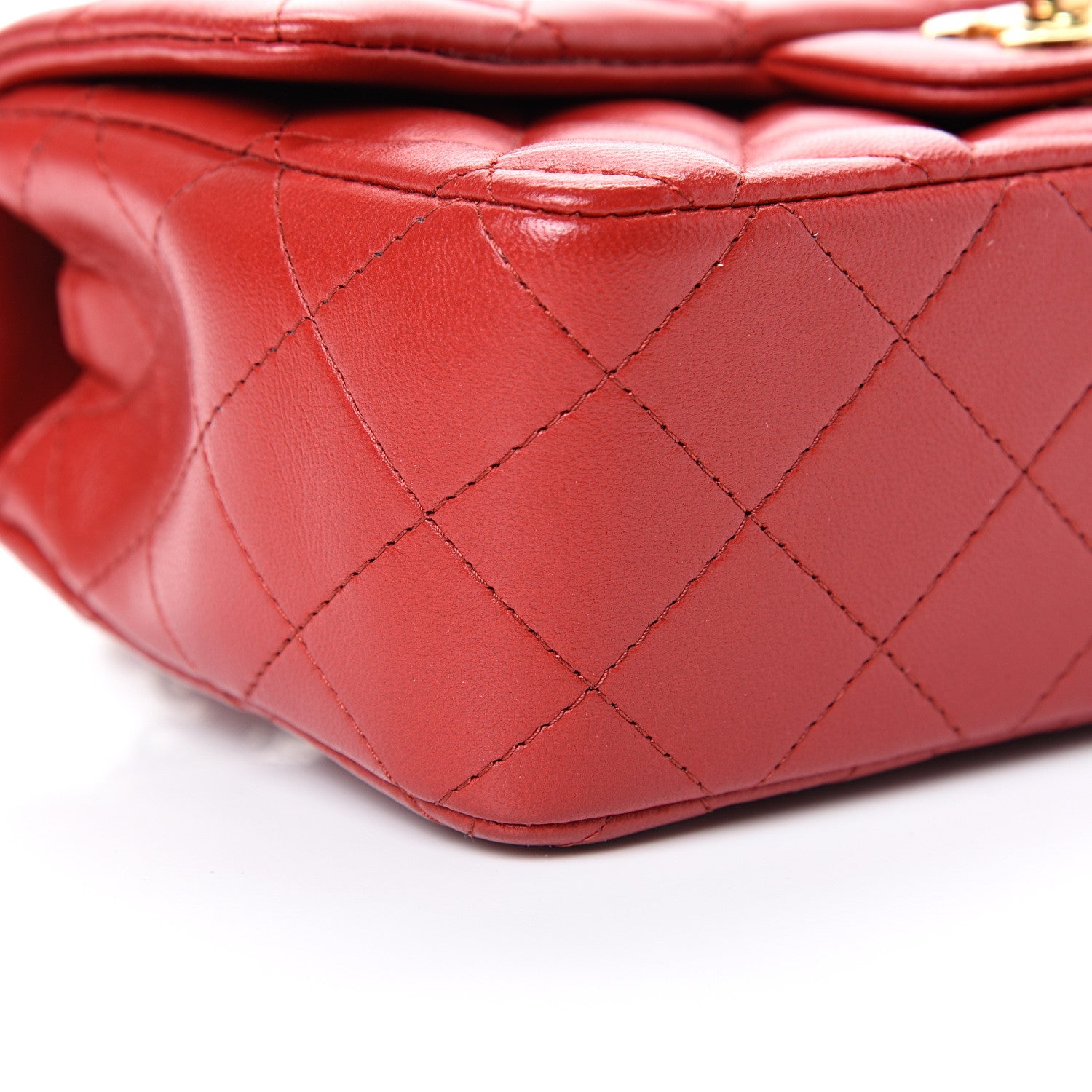 Chanel Lambskin Quilted Mini Rectangular Flap Red 8 of 15