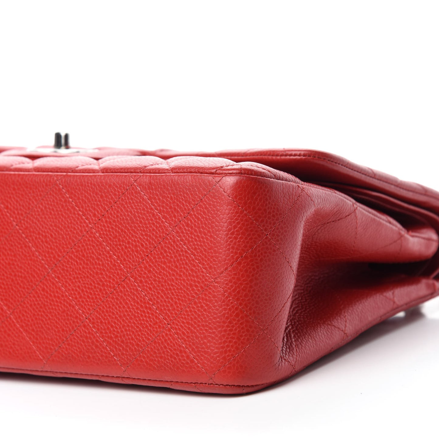 Caviar Quilted Jumbo Double Flap Red