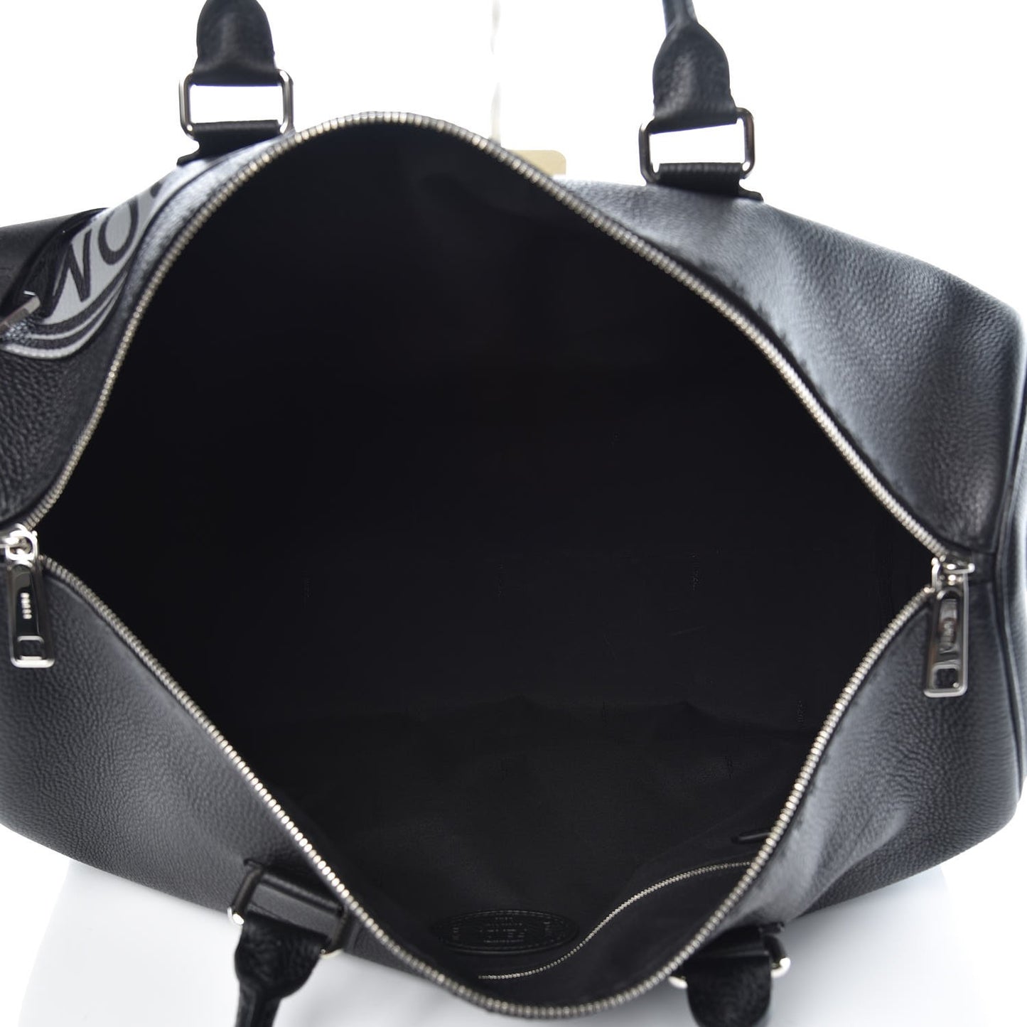 Cuoio Romano Selleria Fendi Stamp Patch Holdall Bag Black Grigio