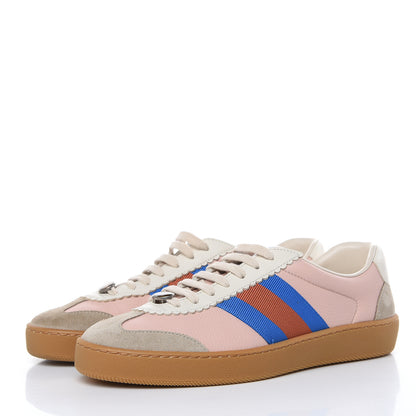 Gucci Calfskin Suede Web Mens G74 Sneakers 5 Oatmeal Soft Rose 3 of 9