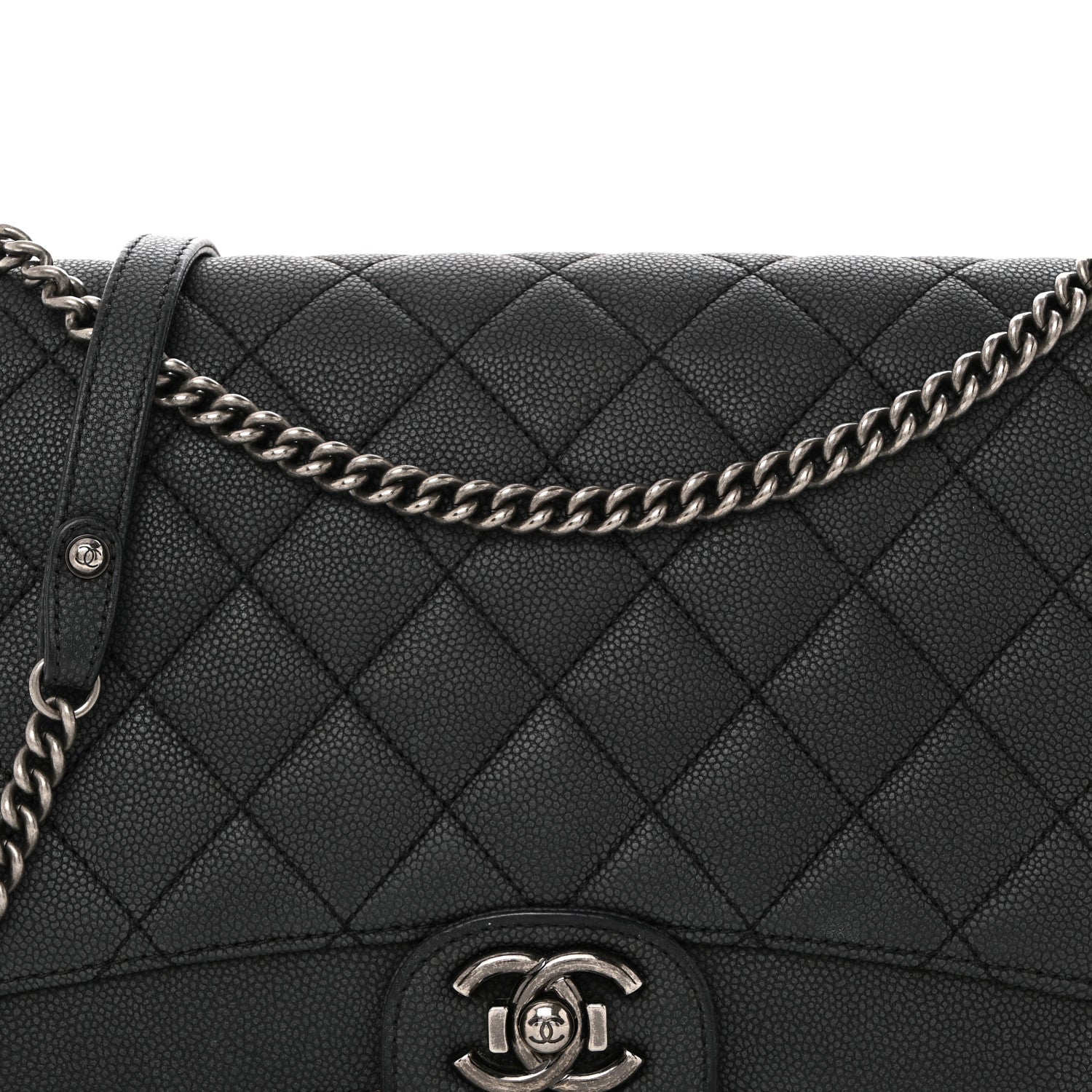 Chanel Washed Caviar Quilted Large Turn Around Ligne Flap Grey 8 of 10