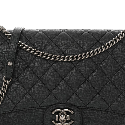 Chanel Washed Caviar Quilted Large Turn Around Ligne Flap Grey 8 of 10