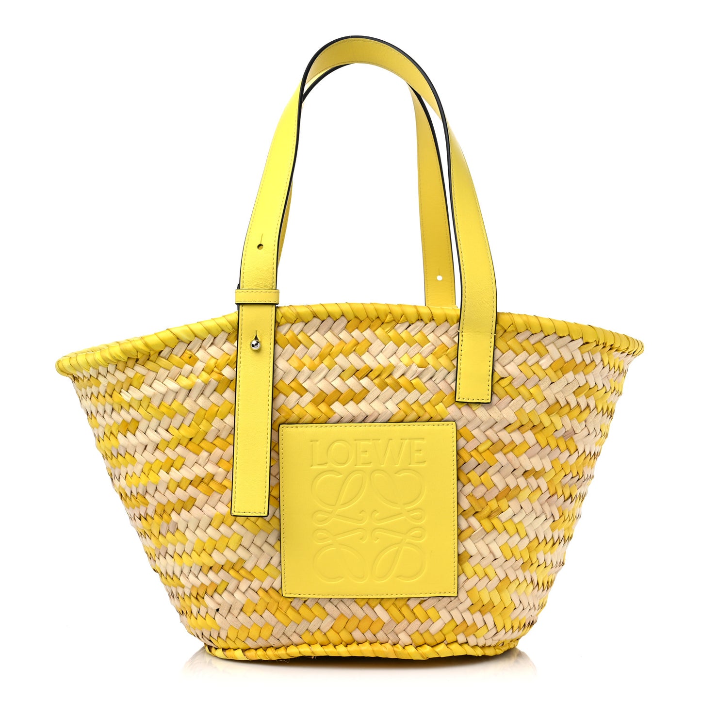 Raffia Basket Tote Bag Natural Yellow