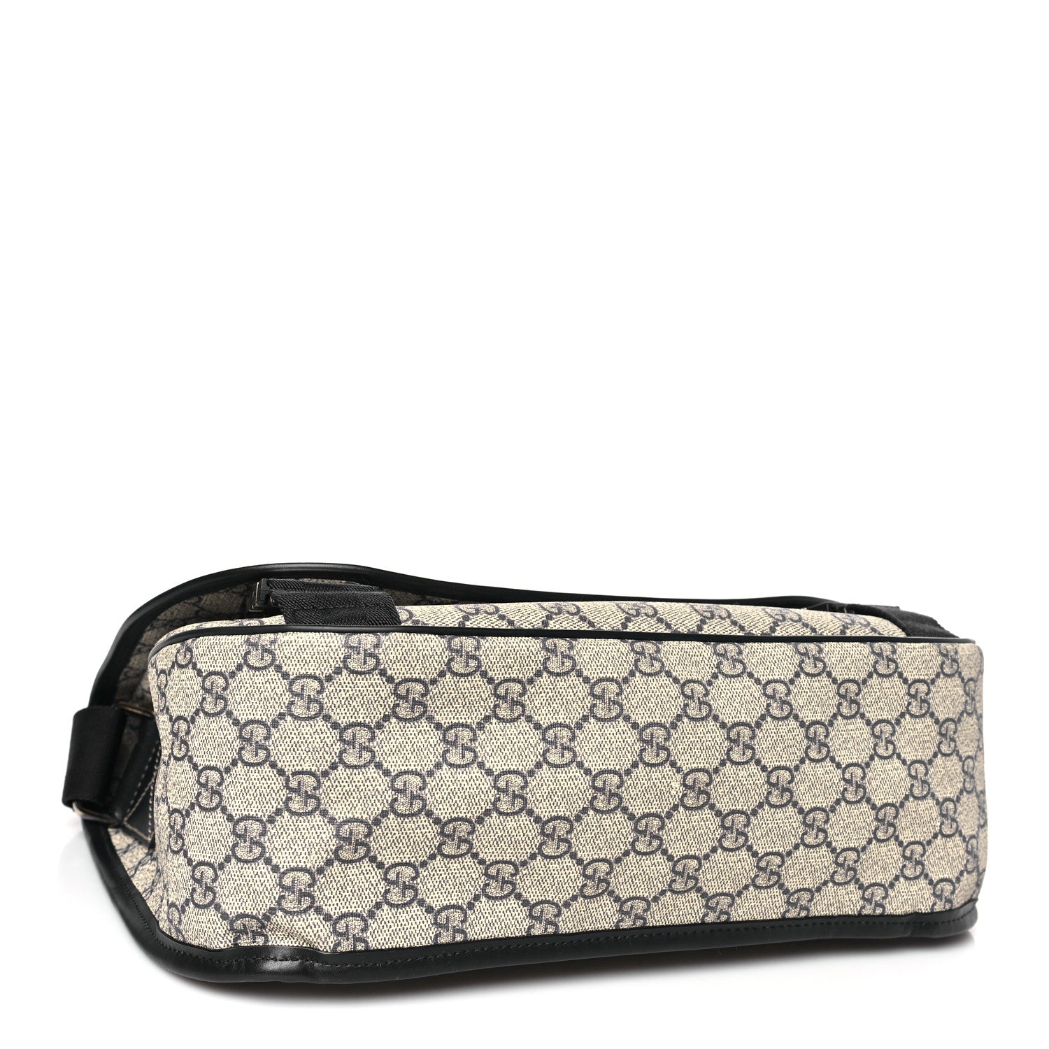 Gucci GG Plus Monogram Medium Double Buckle Flap Messenger Bag Beige Navy 4 of 10