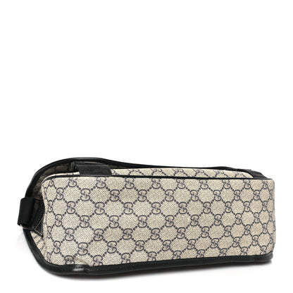 Gucci GG Plus Monogram Medium Double Buckle Flap Messenger Bag Beige Navy 4 of 10