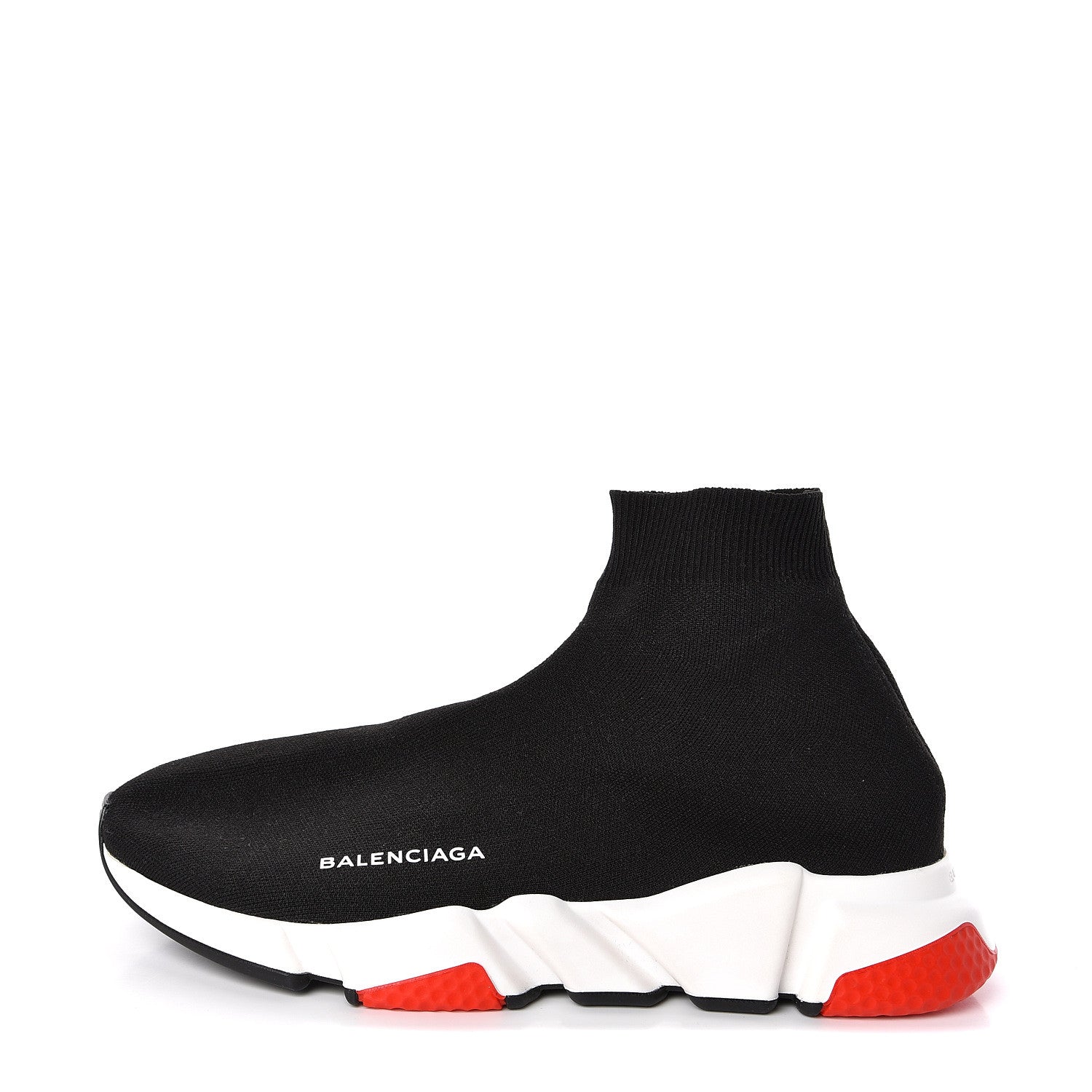 Balenciaga Neoprene Knit Womens Speed Sneakers 40 Black White Red 1 of 6