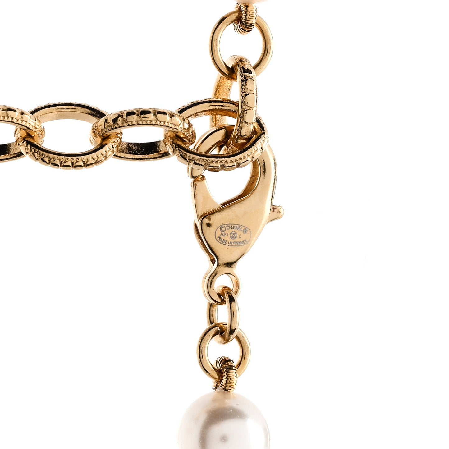 Pearl Crystal Multi Strand CC Long Necklace Gold