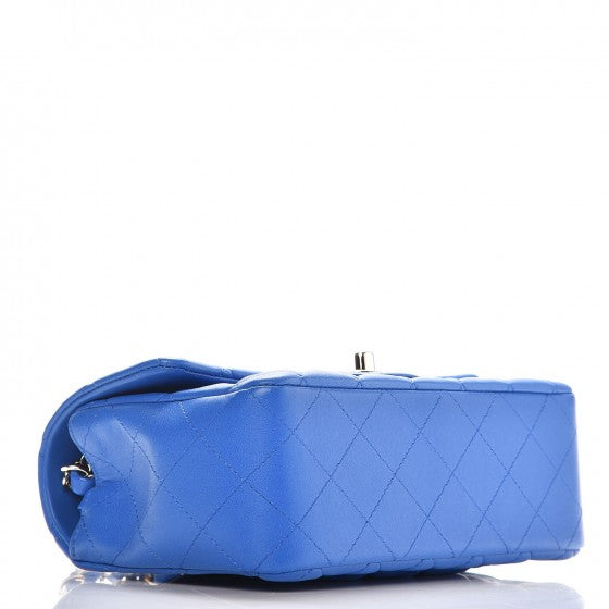 Lambskin Quilted Mini Rectangular Flap Blue