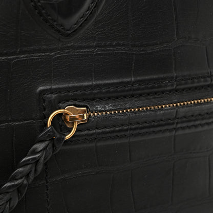 Celine Calfskin Crocodile Embossed Medium Phantom Luggage Black 17 of 17