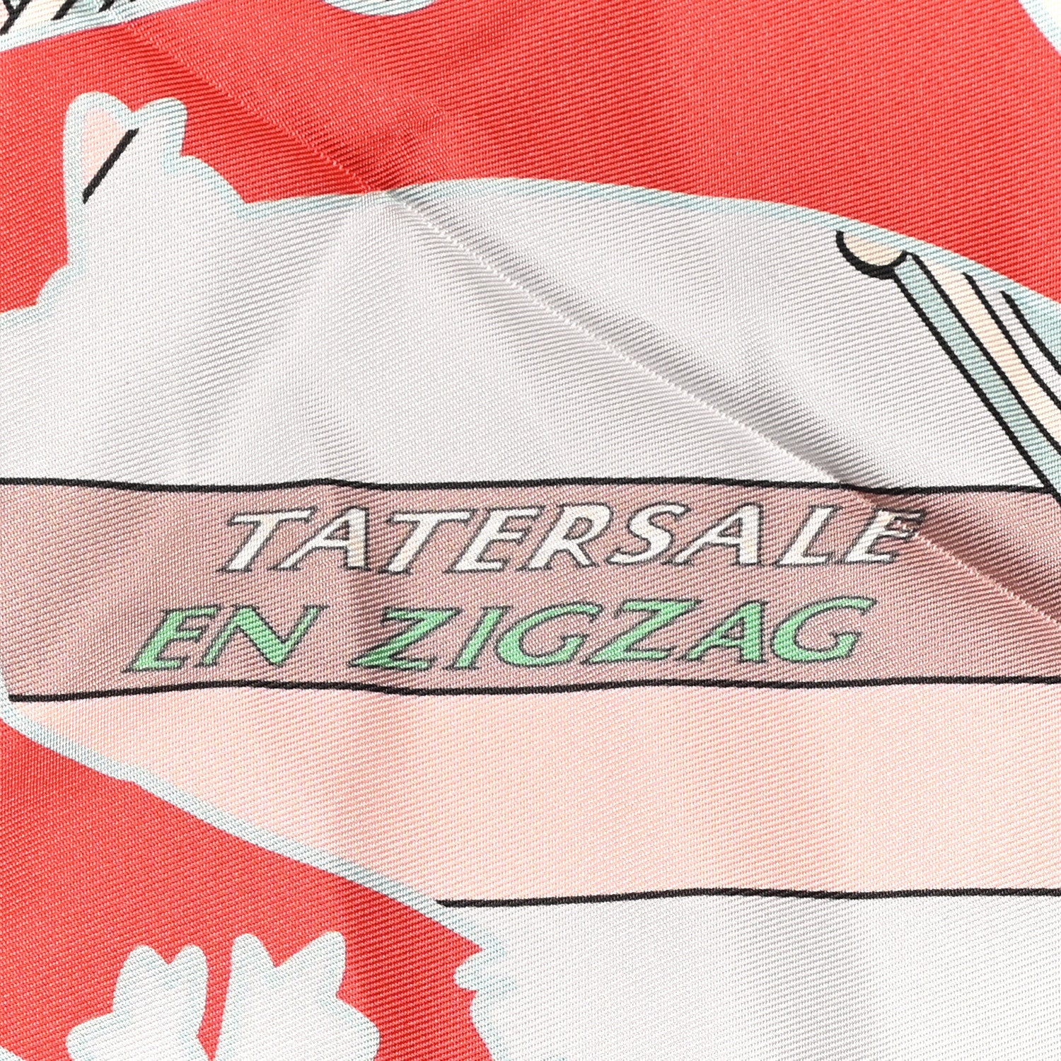 Hermes Silk Tatersale en Zig Zag Double Face Scarf 90 Grenadine Vert Creme 3 of 5