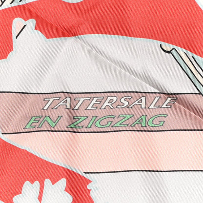 Hermes Silk Tatersale en Zig Zag Double Face Scarf 90 Grenadine Vert Creme 3 of 5