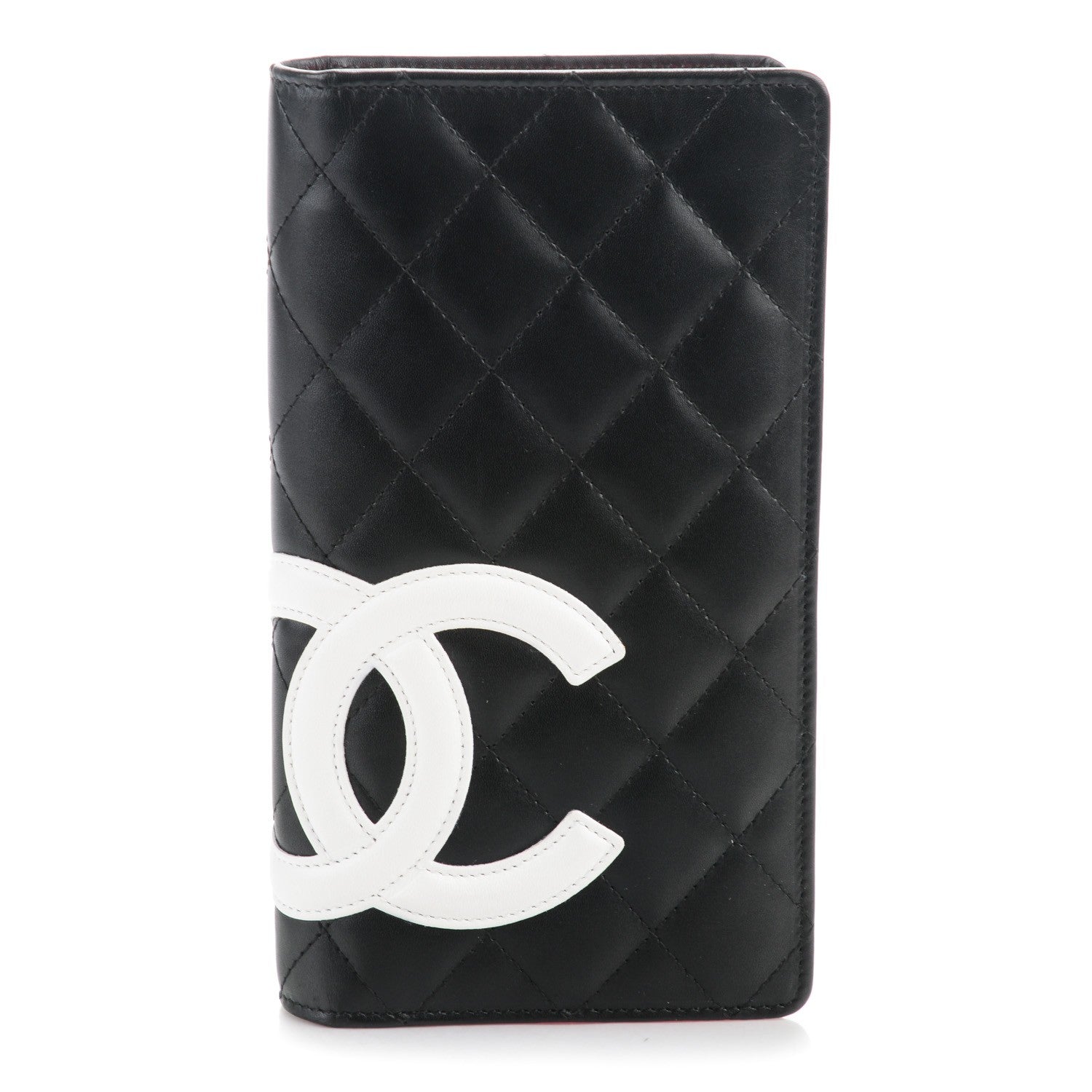 Chanel Calfskin Quilted Cambon Yen Wallet Black White 1 of 8