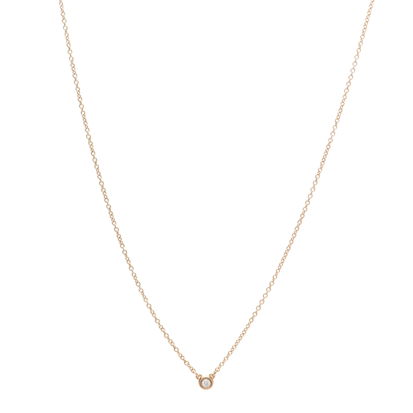 18K Rose Gold Diamond .03ct Elsa Peretti Diamonds by the Yard Pendant Necklace