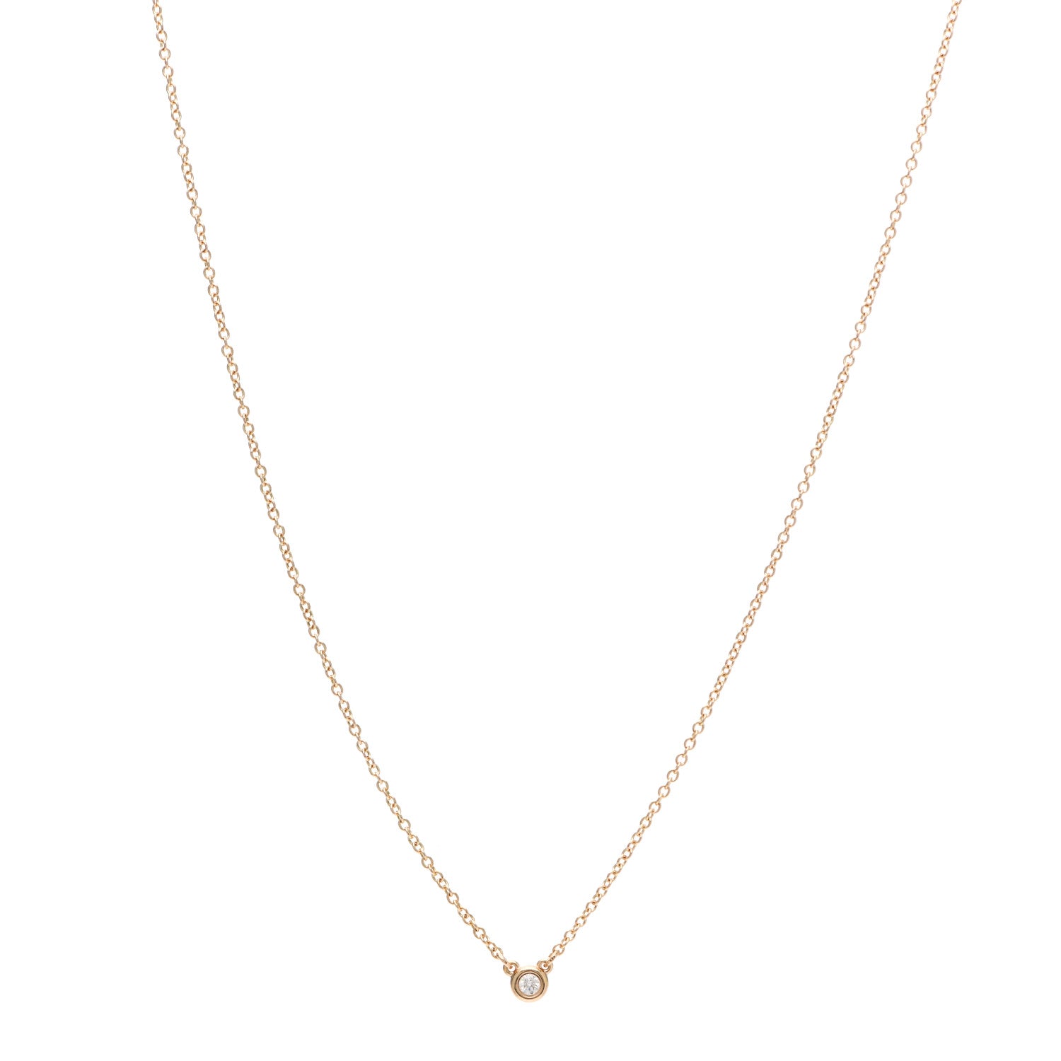 Tiffany 18K Rose Gold Diamond .03ct Elsa Peretti Diamonds by the Yard Pendant Necklace 1 of 7