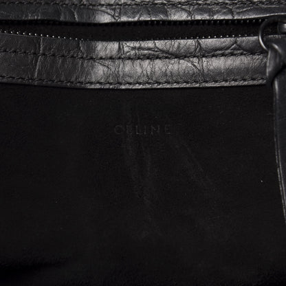 Celine Crocodile Embossed Calfskin Medium Phantom Luggage Black 10 of 12