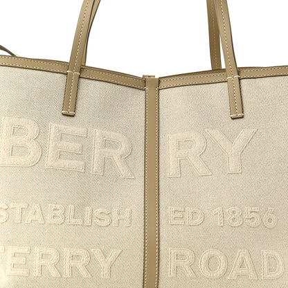 Burberry Cotton Canvas Mini Logo Horseferry Tote Bag Off White 8 of 10