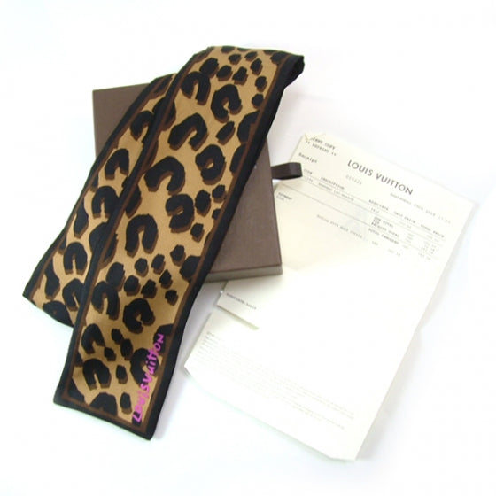 Louis Vuitton Silk Leopard Bandeau Scarf Marron 3 of 7