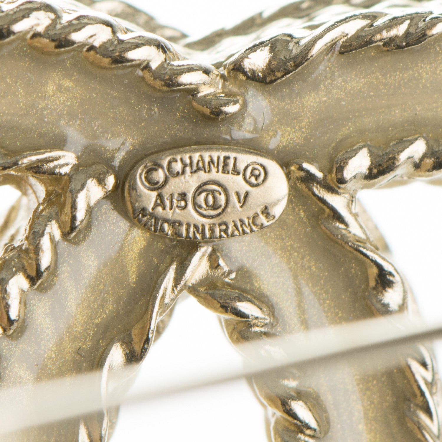 Chanel Crystal CC Brooch Light Gold 4 of 4