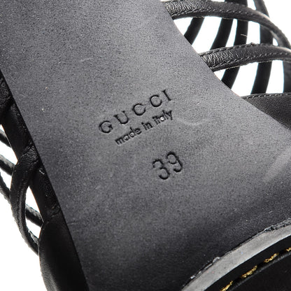 Gucci Saddle Soft Lux Peep Toe Caged Sandals 39 Black 9 of 11