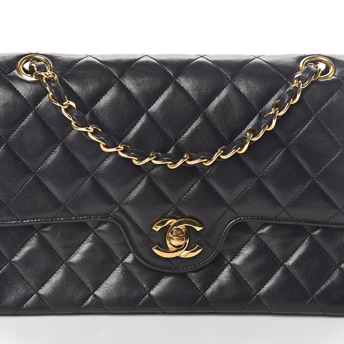 Lambskin Quilted Small Double Flap Black