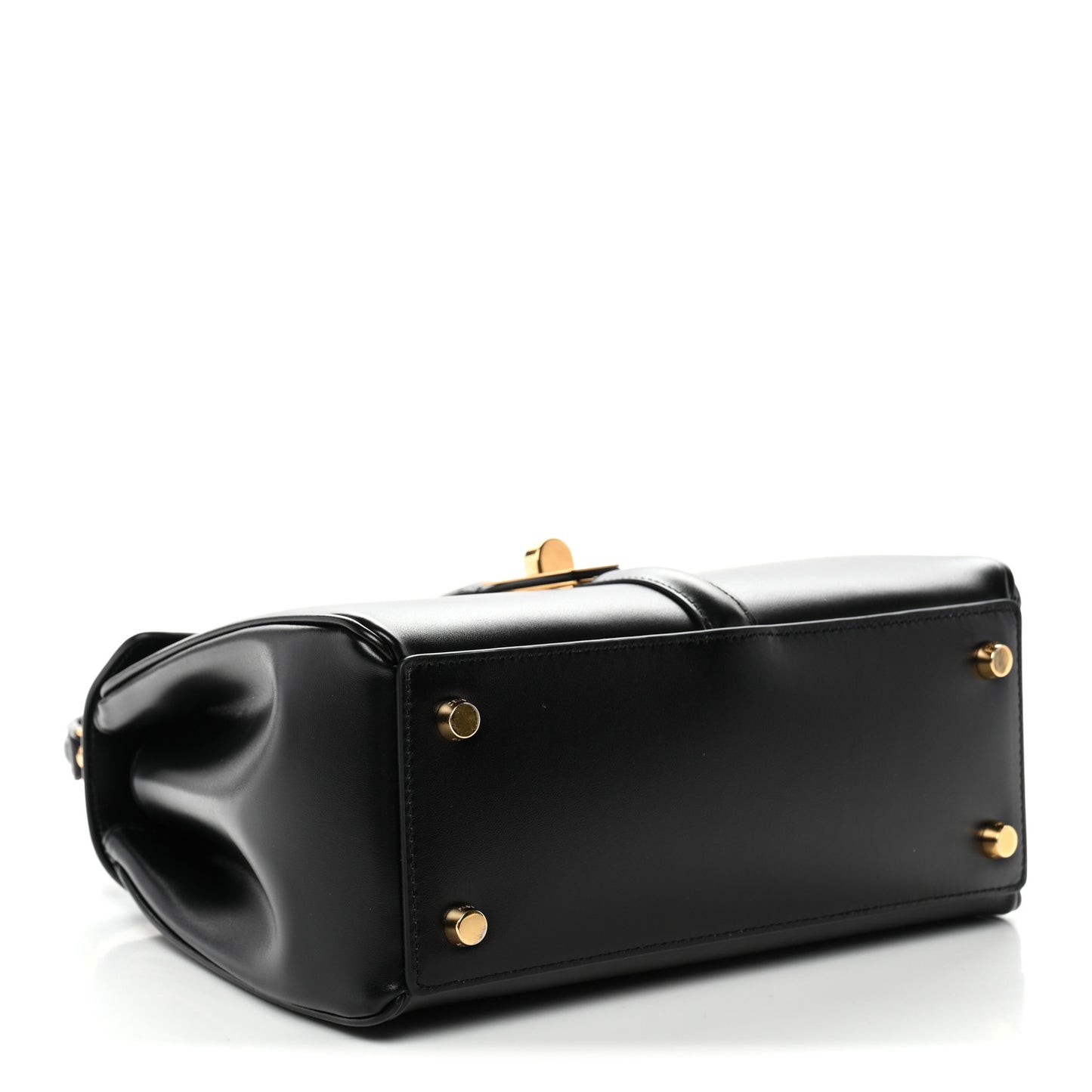 Satinated Calfskin Small 16 Top Handle Bag Black