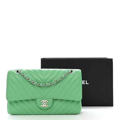 Chanel Caviar Chevron Quilted Medium Double Flap Green 12 of 12