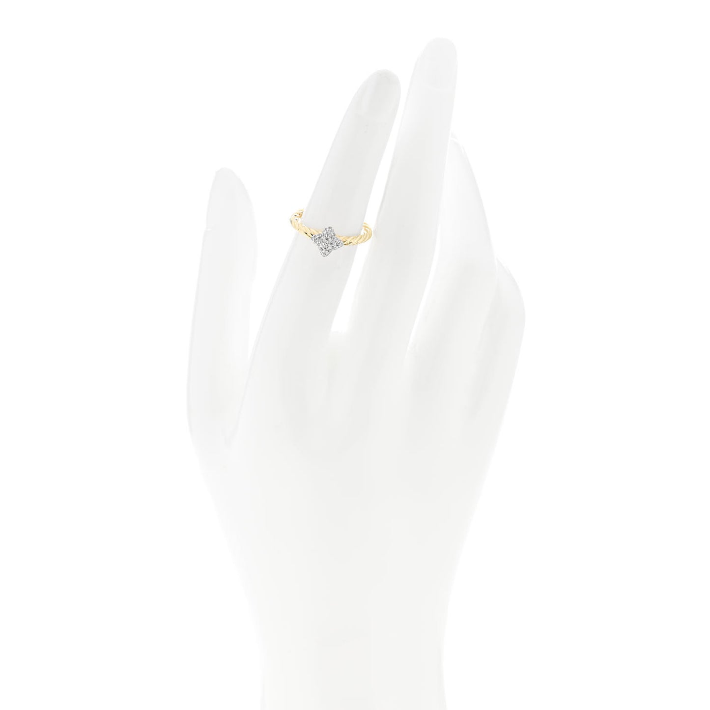 18K Yellow Gold Diamond 8mm Cable Collectibles Quatrefoil Pave Stack Ring 49 5