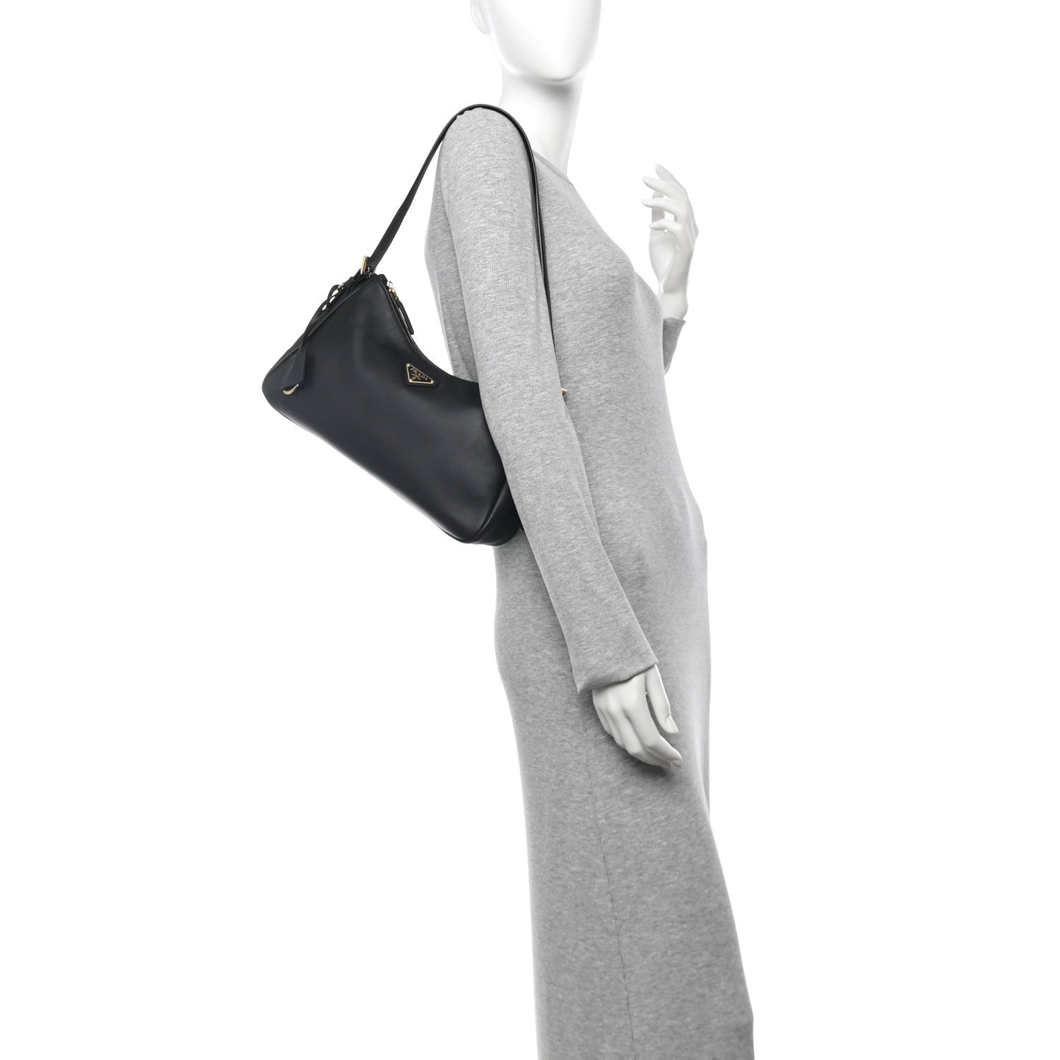 Prada Soft Calfskin Medium Aimee Shoulder Bag Black 1740914