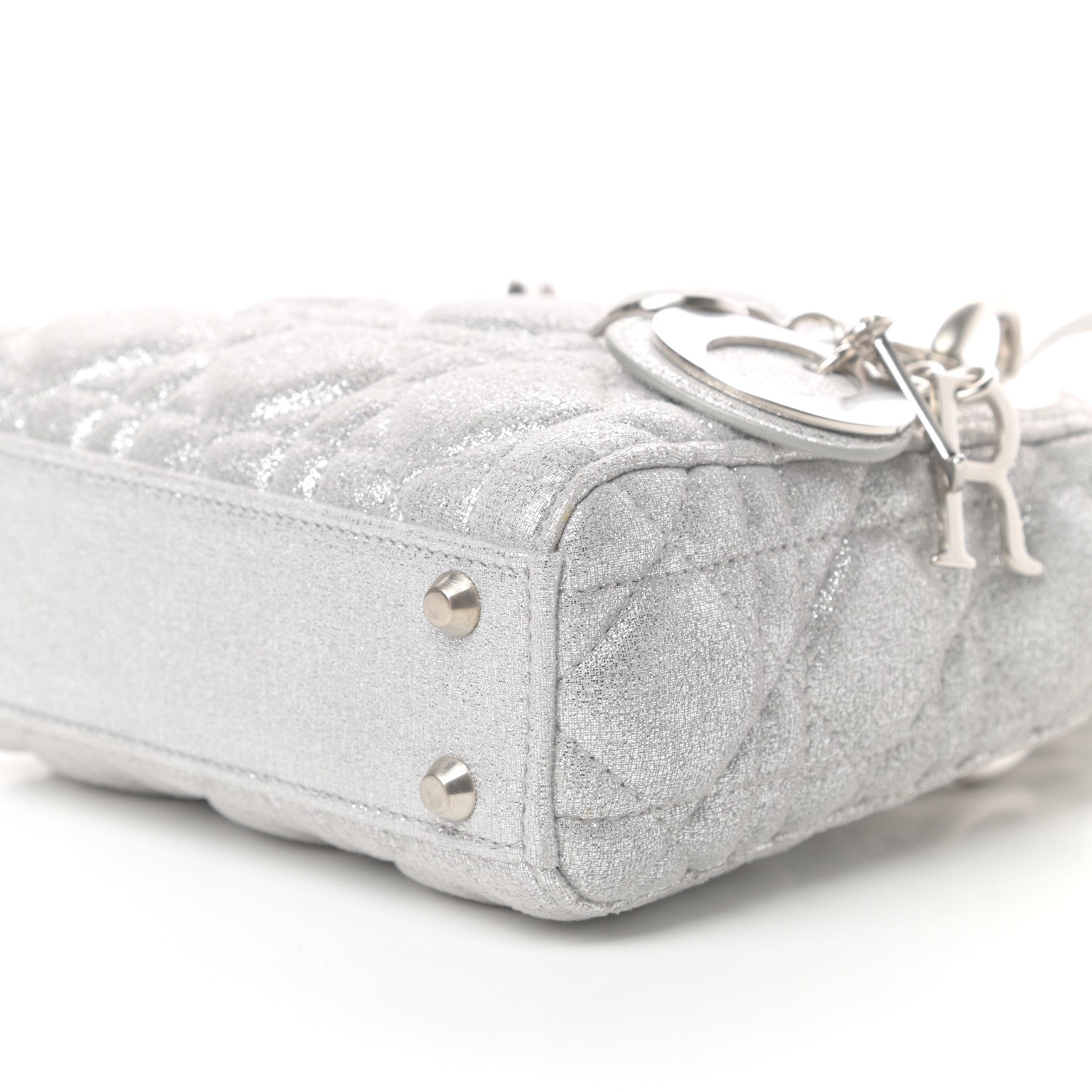 Christian Dior Metallic Nubuck Cannage Nano Lady Dior Silver 8 of 9