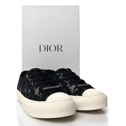 Christian Dior Lurex Embroidered Mizza Walk'N'Dior Low Top Sneakers 39.5 Metallic Grey Black 9 of 9