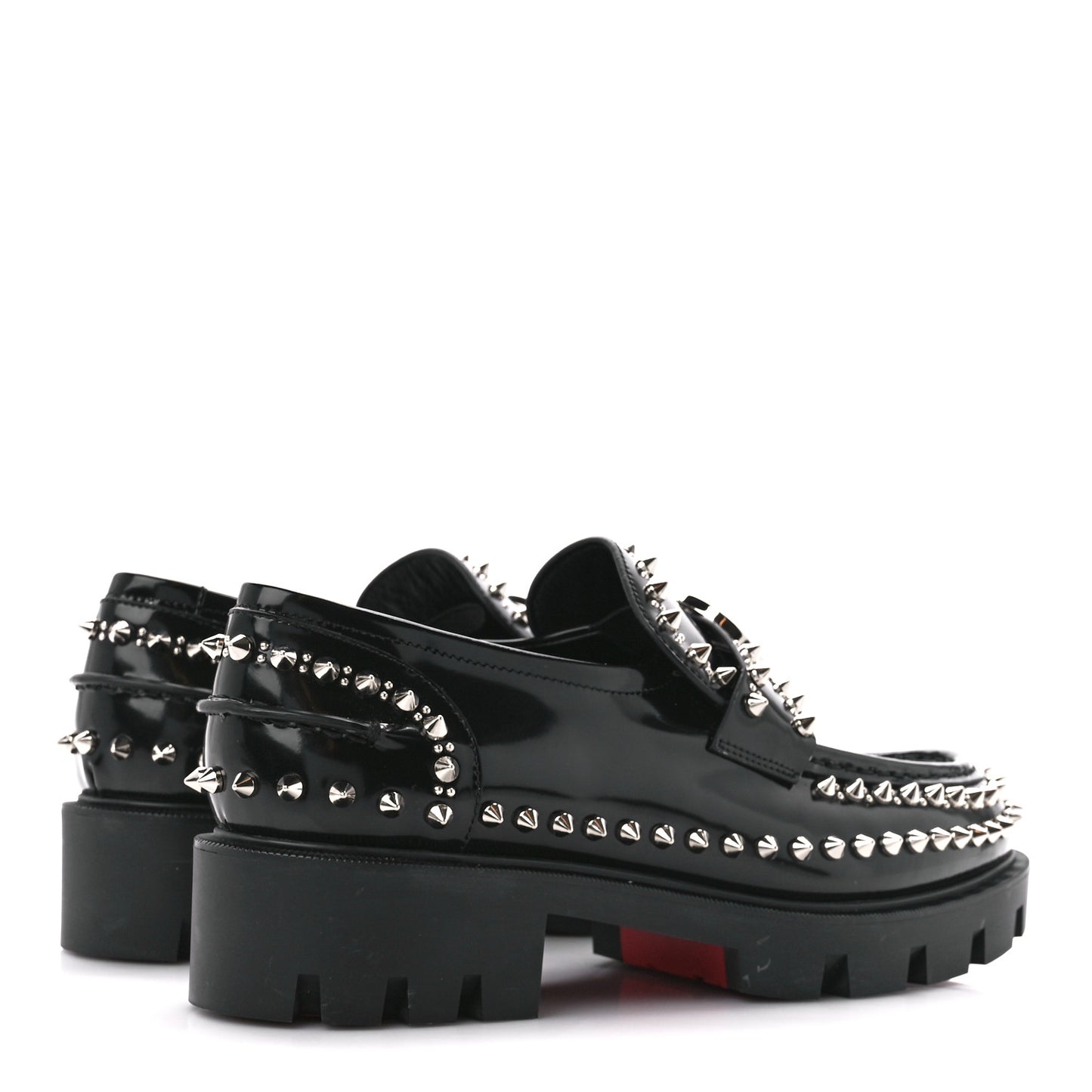 Calfskin Abrasivato Spike Womens Loafers 39 Black