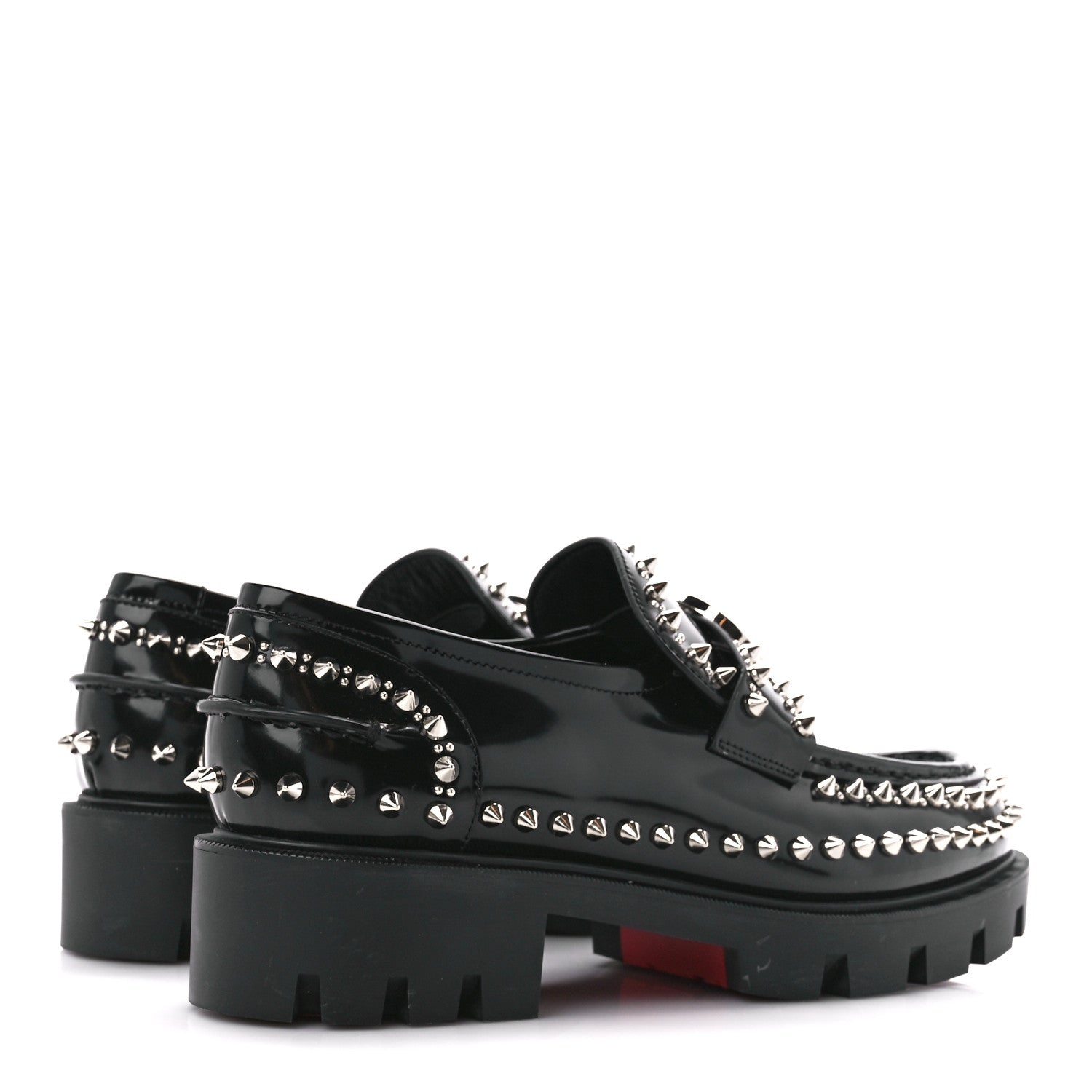 Christian Louboutin Calfskin Abrasivato Spike Womens Loafers 39 Black 4 of 10