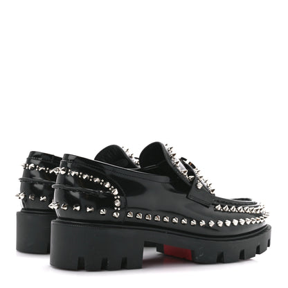 Christian Louboutin Calfskin Abrasivato Spike Womens Loafers 39 Black 4 of 10