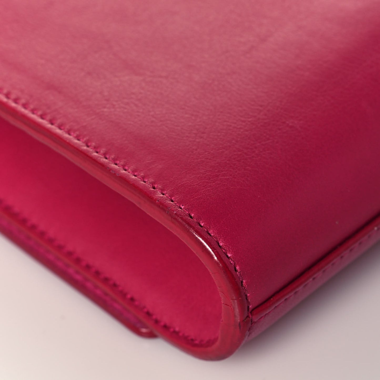 Calfskin Classic Y Ligne Clutch Fuchsia