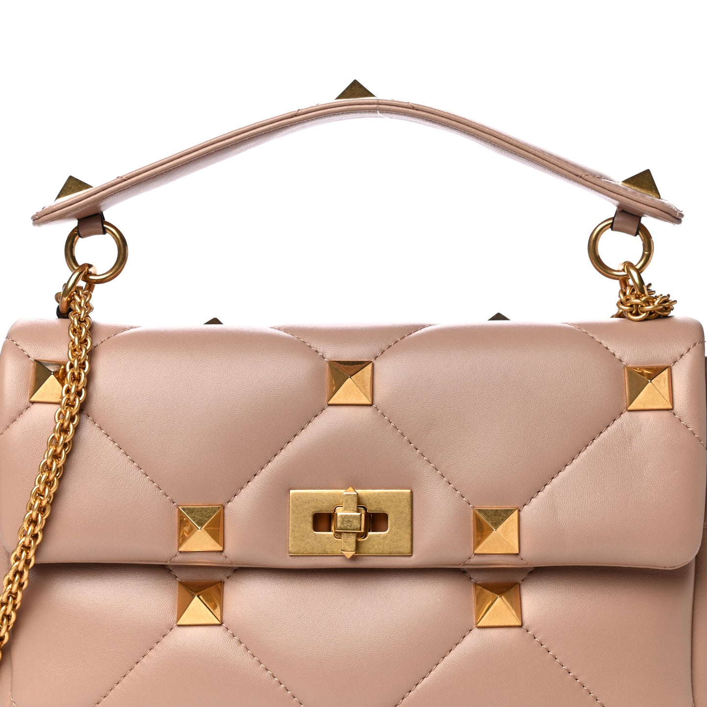 Nappa Large Roman Stud Shoulder Bag Rose Cannelle