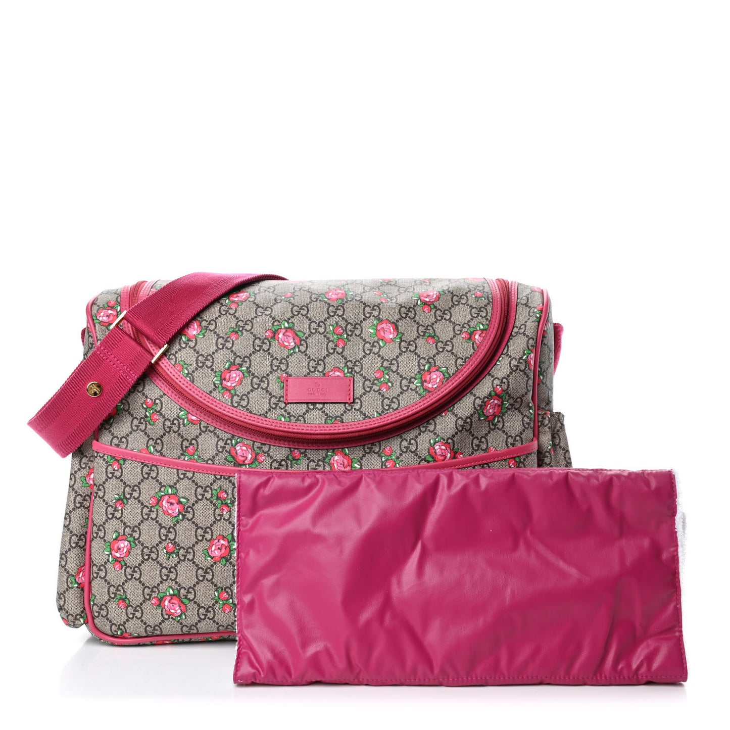 GG Supreme Monogram Rose Bud Diaper Bag Pink