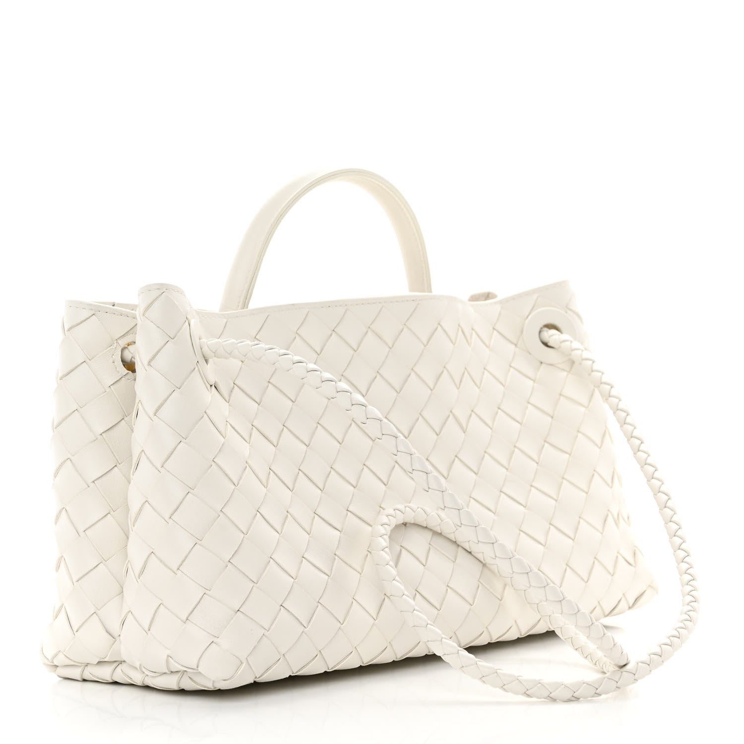 Bottega Veneta Nappa Intrecciato Small East West Andiamo Shoulder Bag White 3 of 13