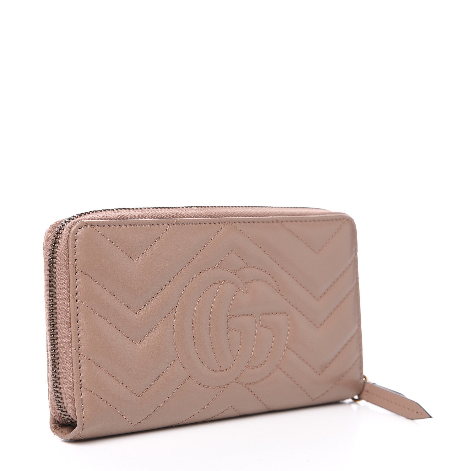 Gucci Calfskin Matelasse GG Marmont Zip Around Wallet Porcelain Rose 2 of 10