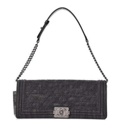 Chanel Denim Quilted Boy Clutch With Removable Chain Black 1 of 10