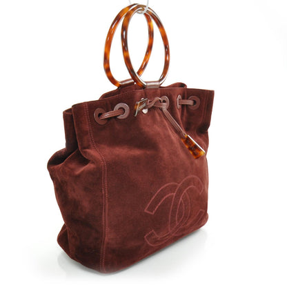 Chanel Suede and Tortoise Drawstring Tote 3 of 10