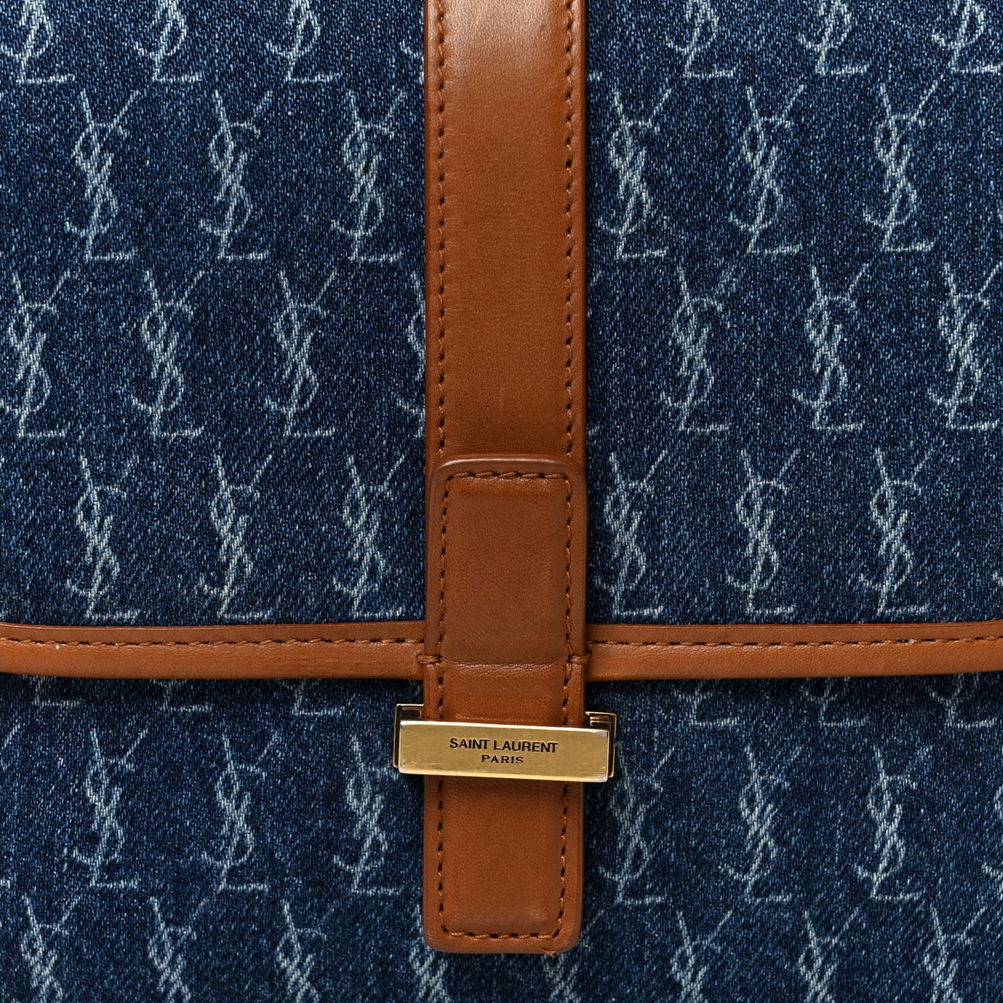 Denim All-Over Monogram Small Le Monogramme Satchel Navy Blue