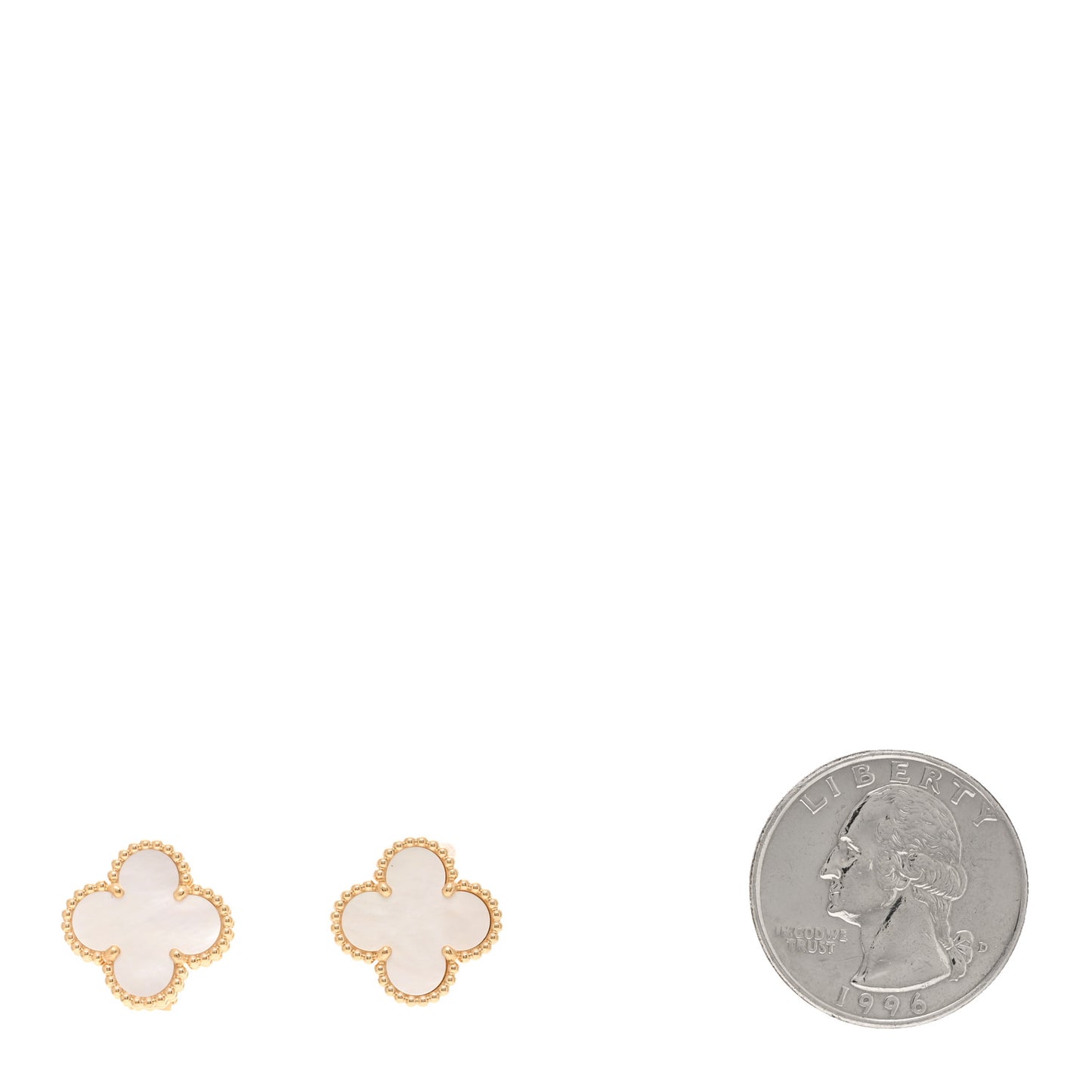 18K Yellow Gold Mother of Pearl Vintage Alhambra Earrings