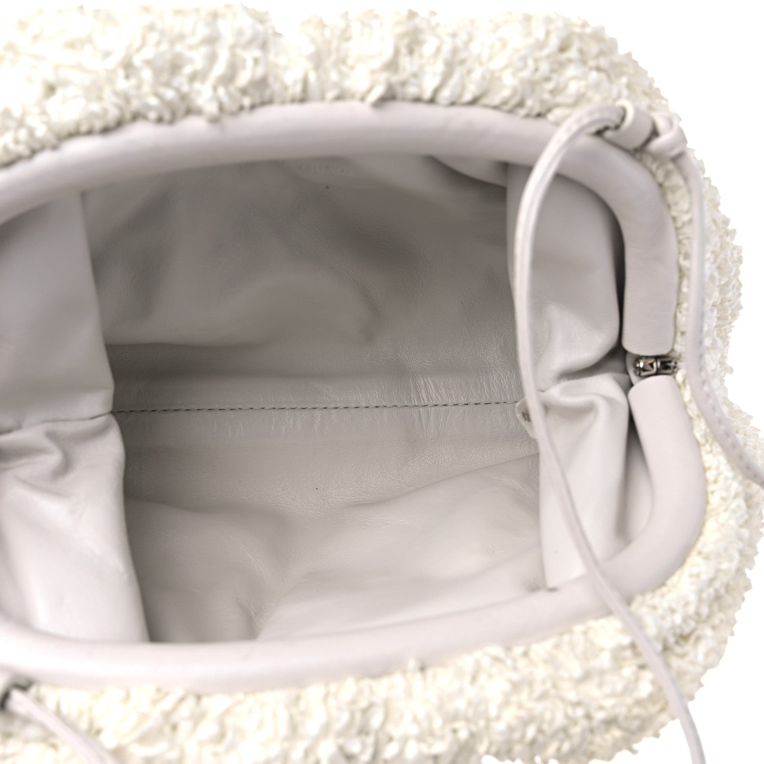 Bottega Veneta Bouclé Curly Raffia The Mini Pouch White Chalk 5 of 10