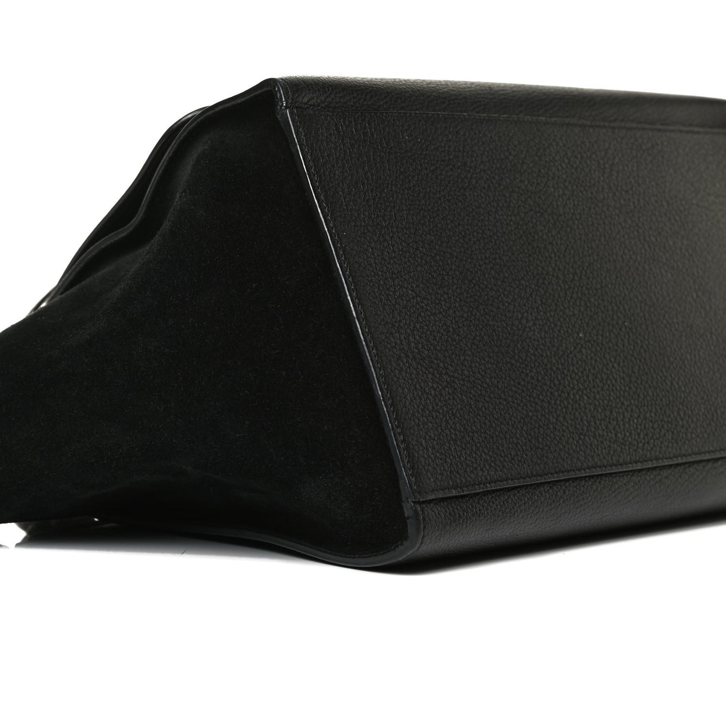 Drummed Calfskin Suede Medium Trapeze Black