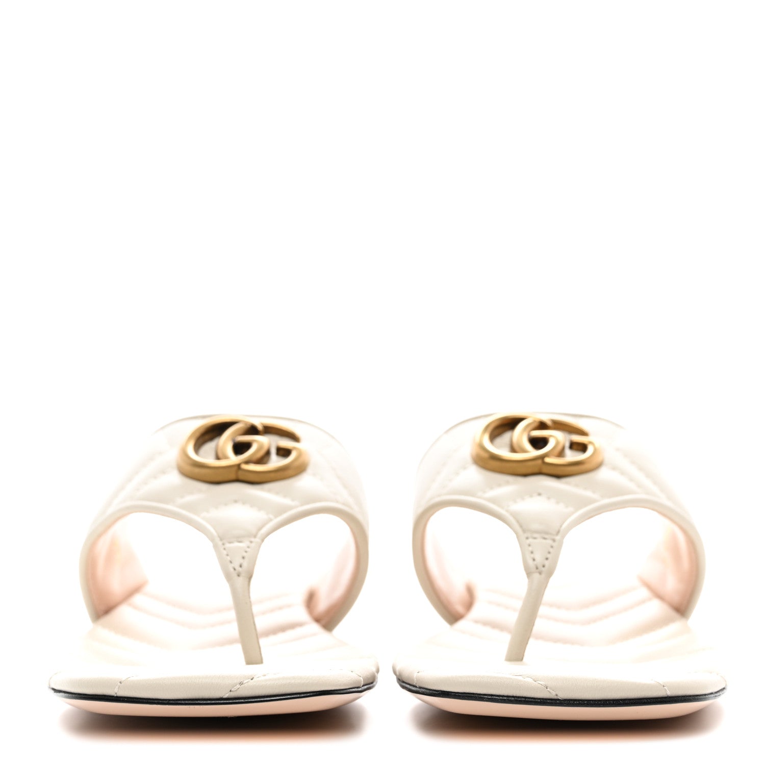 Gucci Nappa Charlotte Double G Marmont Thong Sandals 38 Mystic White 2 of 9