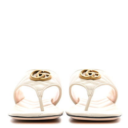 Gucci Nappa Charlotte Double G Marmont Thong Sandals 38 Mystic White 2 of 9