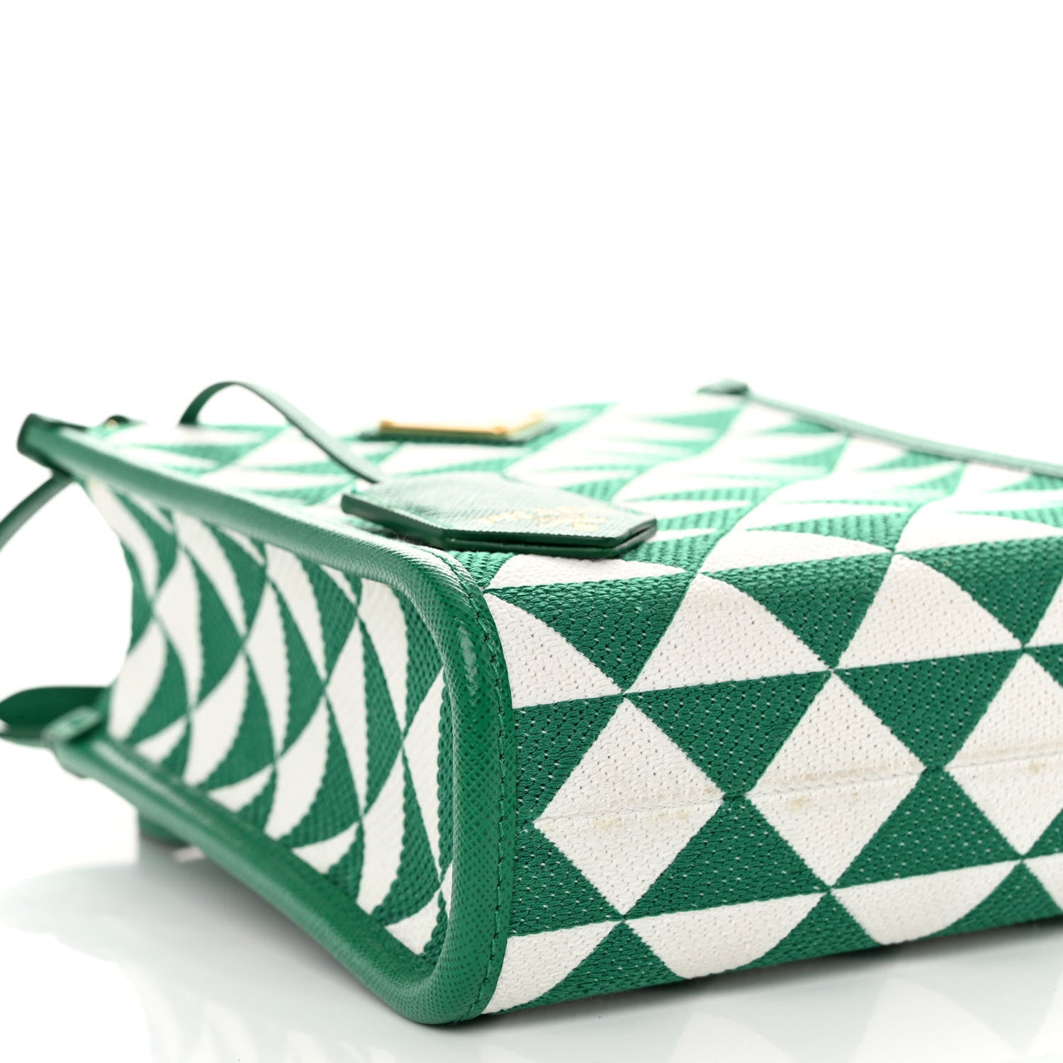 Prada Jacquard Saffiano Triangolo Symbole Embroidered Micro Tote Mango White 8 of 11
