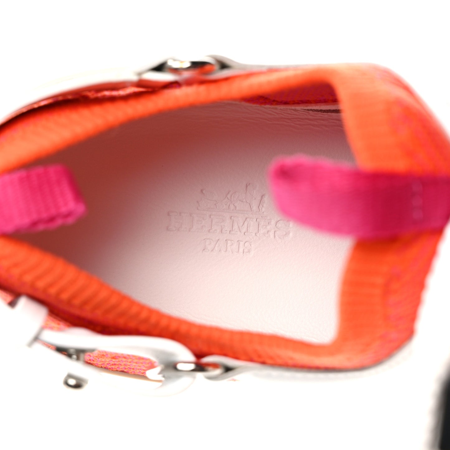 Calfskin Womens Athlete Sneakers 37.5 White Orange